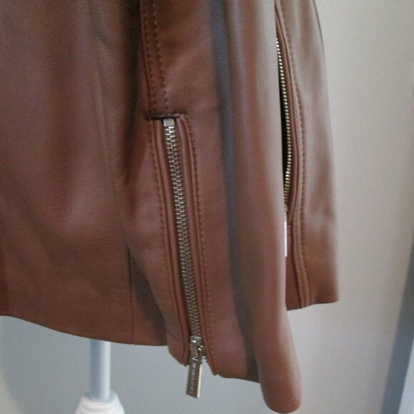 Michael Kors Ladies Washed Leather Jacket – XL – Vintage Luggage Brown - Picture 7 of 10